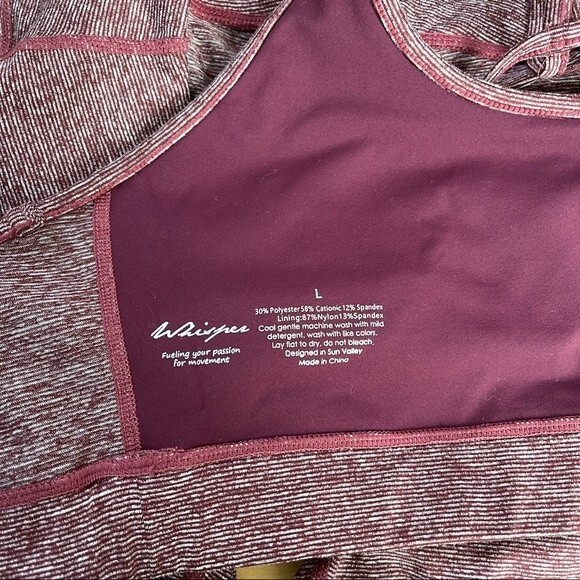 Whisper Activewear Anna Bra and Legging Set in Heathered Plum L NWOT - Picture 9 of 10